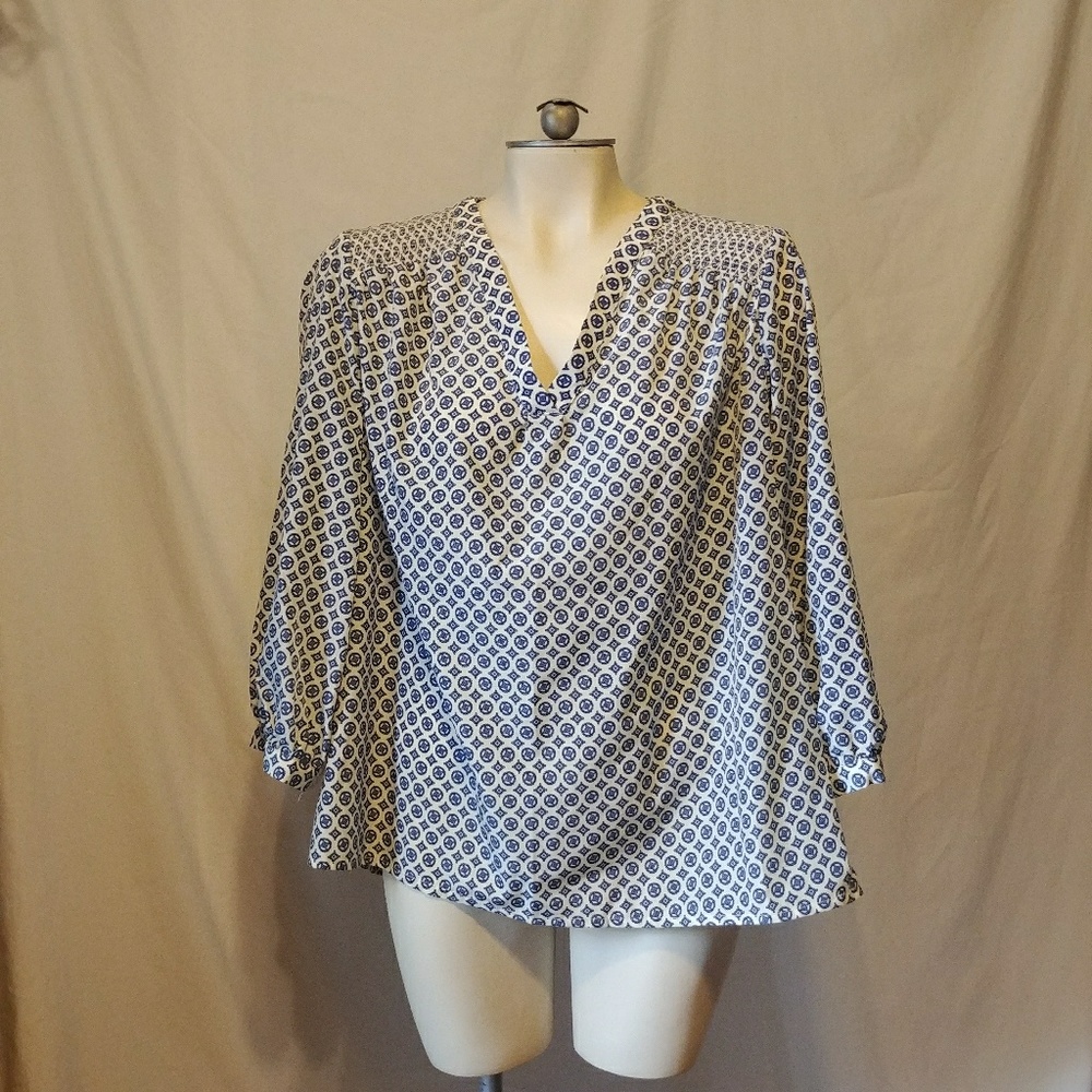 CYNTHIA ROWLEY TUNIC TOP Large 100% Polyester Blue